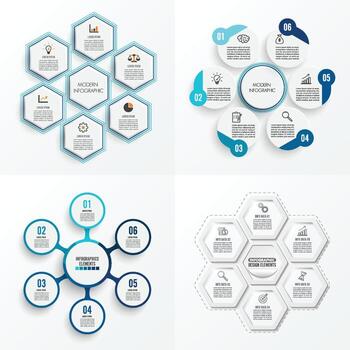 Set vector infographic template with 3D paper label, integrated circles. Business concept set with 6 options. For content, diagram, flowchart, steps, parts, timeline infographics, workflow, chart.