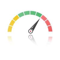 Speedometer or tachometer with arrow. Infographic gauge element. Template for download design. Colorful vector illustration in flat style.
