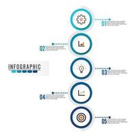 opción, proceso o paso de la plantilla infográfica circular cinco para la presentación comercial vector