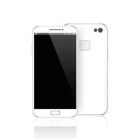 Modern white smartphone isolated. Front and back of Vector smartphone illustration. Cell phone mockup back view.