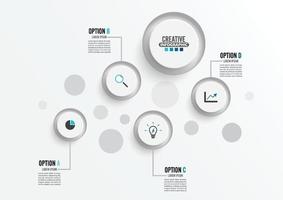 Vector infographic template with 3D paper label, Business concept with 4 options. For content, diagram, flowchart, steps, parts, timeline infographics, workflow, chart.