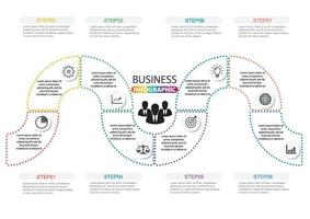 Timeline infographics design template with 8 options, process diagram, vector eps10 illustration