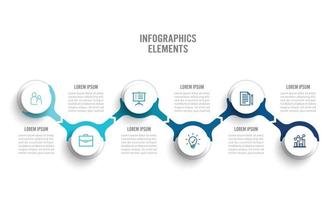 Abstract elements of graph infographic template with label, integrated circles. Business concept with 6 options. For content, diagram, flowchart, steps, parts, timeline infographics, workflow layout.