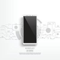 Black smartphone mockup with circuit background. illustrator vector