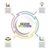 elementos planos de línea delgada para infografía. plantilla para diagrama, gráfico, presentación y gráfico. concepto de negocio con 4 opciones, partes, pasos o procesos. Visualización de datos. vector