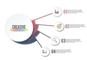 plantilla de infografía vectorial con etiqueta de papel 3d, círculos integrados. concepto de negocio con opciones. para contenido, diagrama, diagrama de flujo, pasos, partes, infografías de línea de tiempo, diseño de flujo de trabajo, gráfico vector