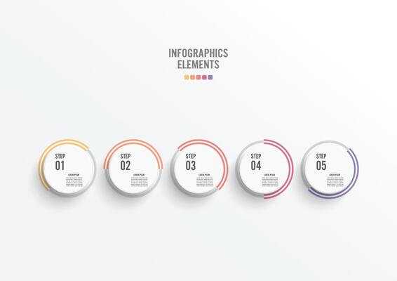 Template timeline infographic colored horizontal numbered for five position. Business concept with 5 options. can be used for workflow, banner, diagram, web design, area chart.