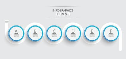 Elementos abstractos de la plantilla de infografía gráfica con etiqueta, círculos integrados. concepto de negocio con 6 opciones. para contenido, diagrama, diagrama de flujo, pasos, partes, infografías de línea de tiempo, diseño de flujo de trabajo. vector