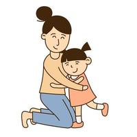 abrazo. icono de doodle de niño y familia dibujado a mano vector