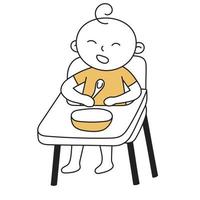 Highchair. Hand Drawn Kid and Family doodle icon vector