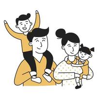 Family. Hand Drawn Kid and Family doodle icon vector