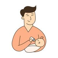 Paced bottle feeding. Hand Drawn Kid and Family doodle icon vector