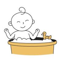 Baby bath. Hand Drawn Kid and Family doodle icon vector