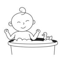 baño de bebe. icono de doodle de niño y familia dibujado a mano