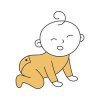 Baby Crawling. Hand Drawn Kid and Family doodle icon vector