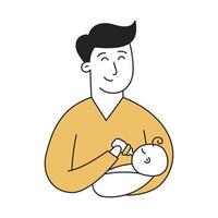 Paced bottle feeding. Hand Drawn Kid and Family doodle icon vector