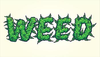 Weed font lettering with smoke effect
