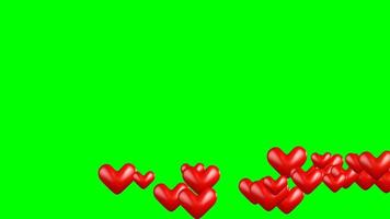 animação de ícone de coração de amor social na tela verde, pronta para aplicação de chroma key