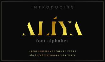 Luxury fashion alphabet font. Modern gold typography for wedding, fashion, movie. Elegant alphabet vector illustration