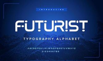 Futuristic modern technology alphabet. Abstract sport digital music typography. Vector illustration