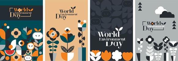 World environment day poster template. Abstract background with geometric simple shape. Flower shape, vector illustration. EPS 10