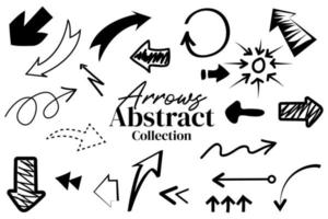 Abstract arrow collection set. Cycle, handdrawn, download, upload, previous icon. Vector illustration