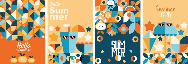 Summer party background and poster template. Summer flyer and book cover. Vector illustration