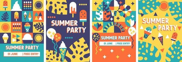 Geometric abstract summer poster, flyer, background template. Invitation greetings card for summer holiday. Vector EPS 10