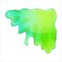 Dripping green goo slimes isolated. Slimes are corner flow of muscus. Green colorful jelly for playing. Cartoon vector illustration.
