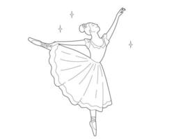 Ballerina, beautiful woman against white background. Outline Illustration vector