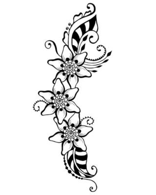 Flowers and leaves. Vertical vignette. Graphics