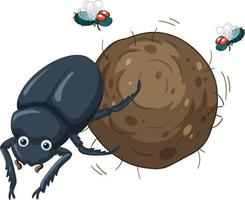 A dung beetle cartoon character vector
