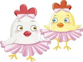 Little chickens in pink skirts vector