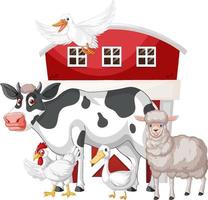 Farming theme with many animals vector