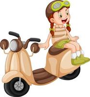 una motocicleta con una caricatura de niña vector