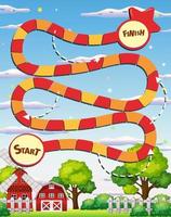 Snake and ladders game template with farm theme vector