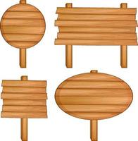 conjunto de banner de letrero de madera vector