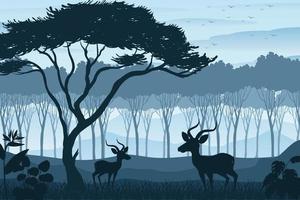 Silhouette shadow of forest scene vector