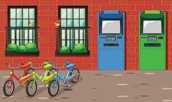 Empty scene with ATM on street in the city vector