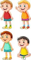 Set of happy young boy cartoon character vector