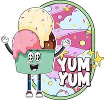 Ice cream with word expression Yum vector