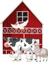 Farming theme with many animals vector