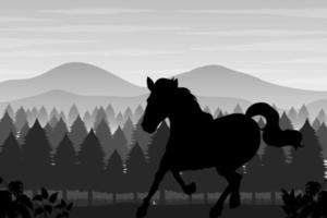 Silhouette shadow of forest scene vector