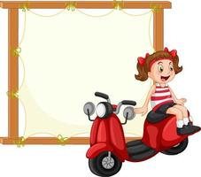 Board template with girl on motorcycle vector