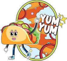 Taco with word Yum expression vector