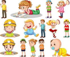 Happy children in different actions vector