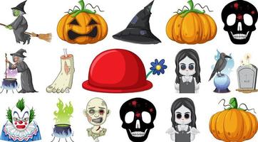 conjunto de halloween con monstruos aterradores vector