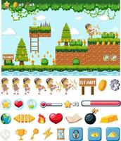 Platform game background template with items vector