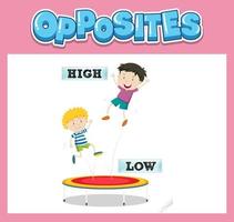 Opposite English words with high and low