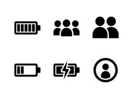 Simple Set of User Interface Related Vector Solid Icons. Contains Icons as Battery, Group and more.